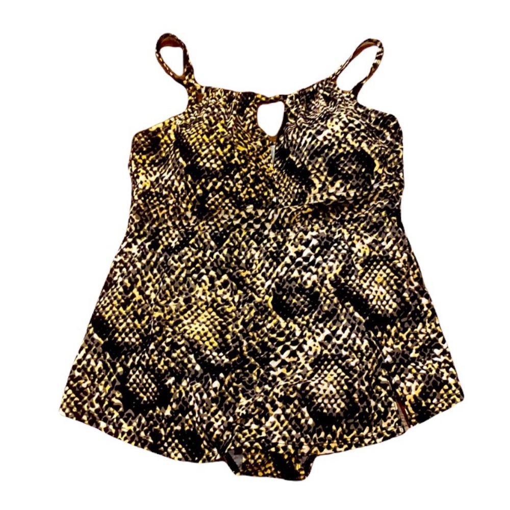 Sea and sand beachwear skirted one piece swimsuit 18w sexy tummy control plus